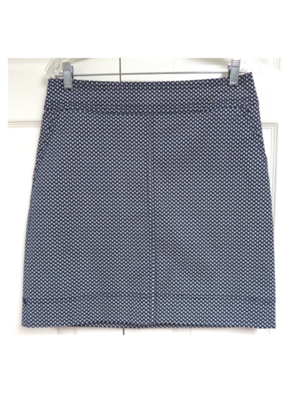 Talbots Cotton Straight Skirt Size 8 Navy Blue Geometric Print